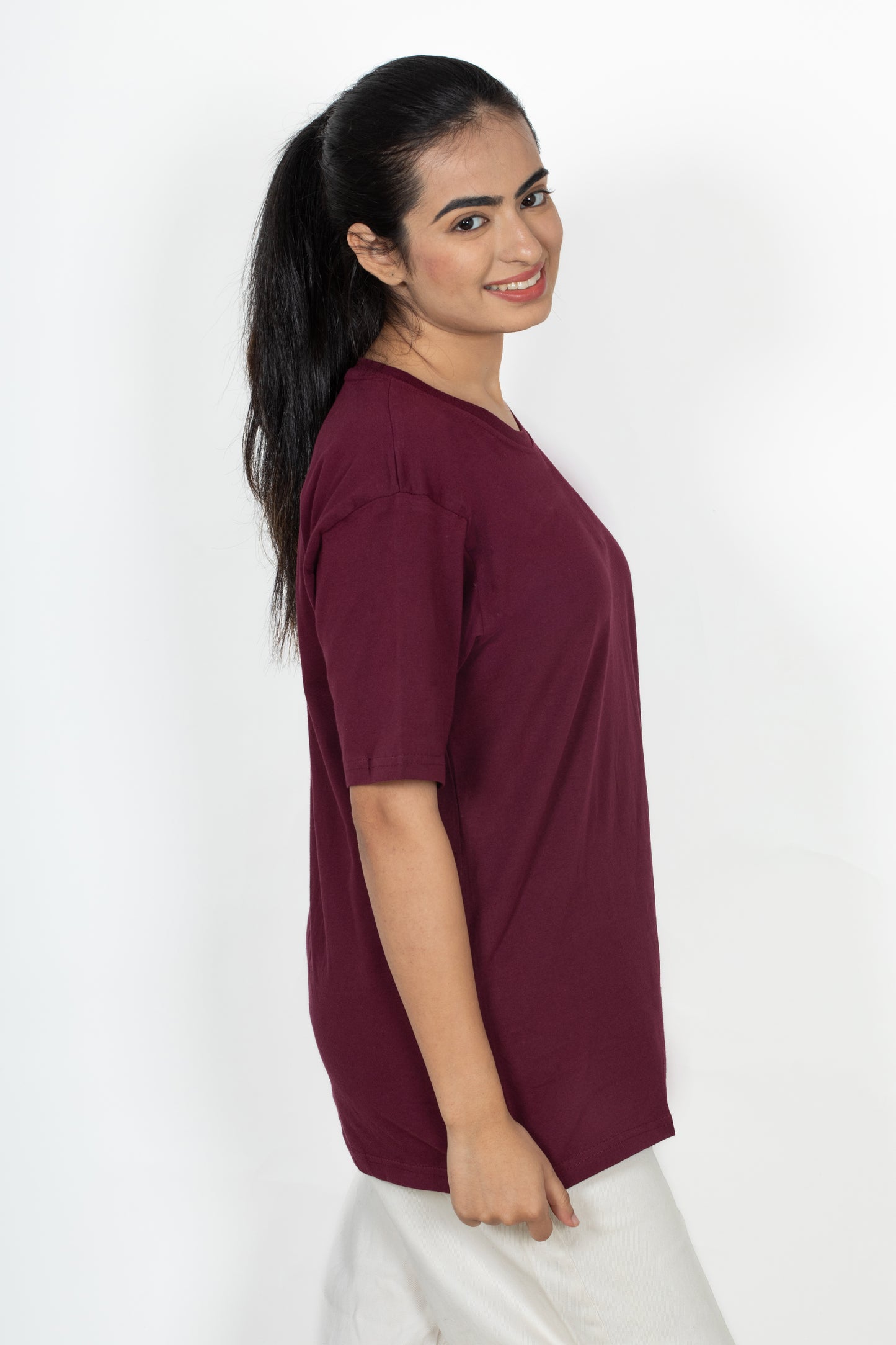 100% Cotton Round Neck T-Shirt – Short Sleeve - Maroon