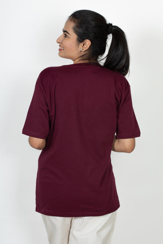 100% Cotton Round Neck T-Shirt – Short Sleeve - Maroon
