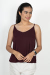 Classic Cotton lycra Sleeveless Regular Fit Tank Top, Spaghetti - Wine