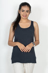 Classic Cotton lycra Sleeveless Regular Fit Tank Top, Racer Back Tees - Navy Blue