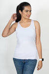 Classic Cotton lycra Sleeveless Regular Fit Tank Top, Racer Back Tees - White