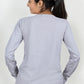 100% Cotton Long Sleeve Tee - Women's Round Neck Casual Printed T-Shirt - Grey