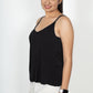 Classic Cotton lycra Sleeveless Regular Fit Tank Top, Spaghetti - Black