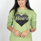 100% Cotton Long Sleeve Tee - Women's Round Neck Casual Printed T-Shirt - Light Green