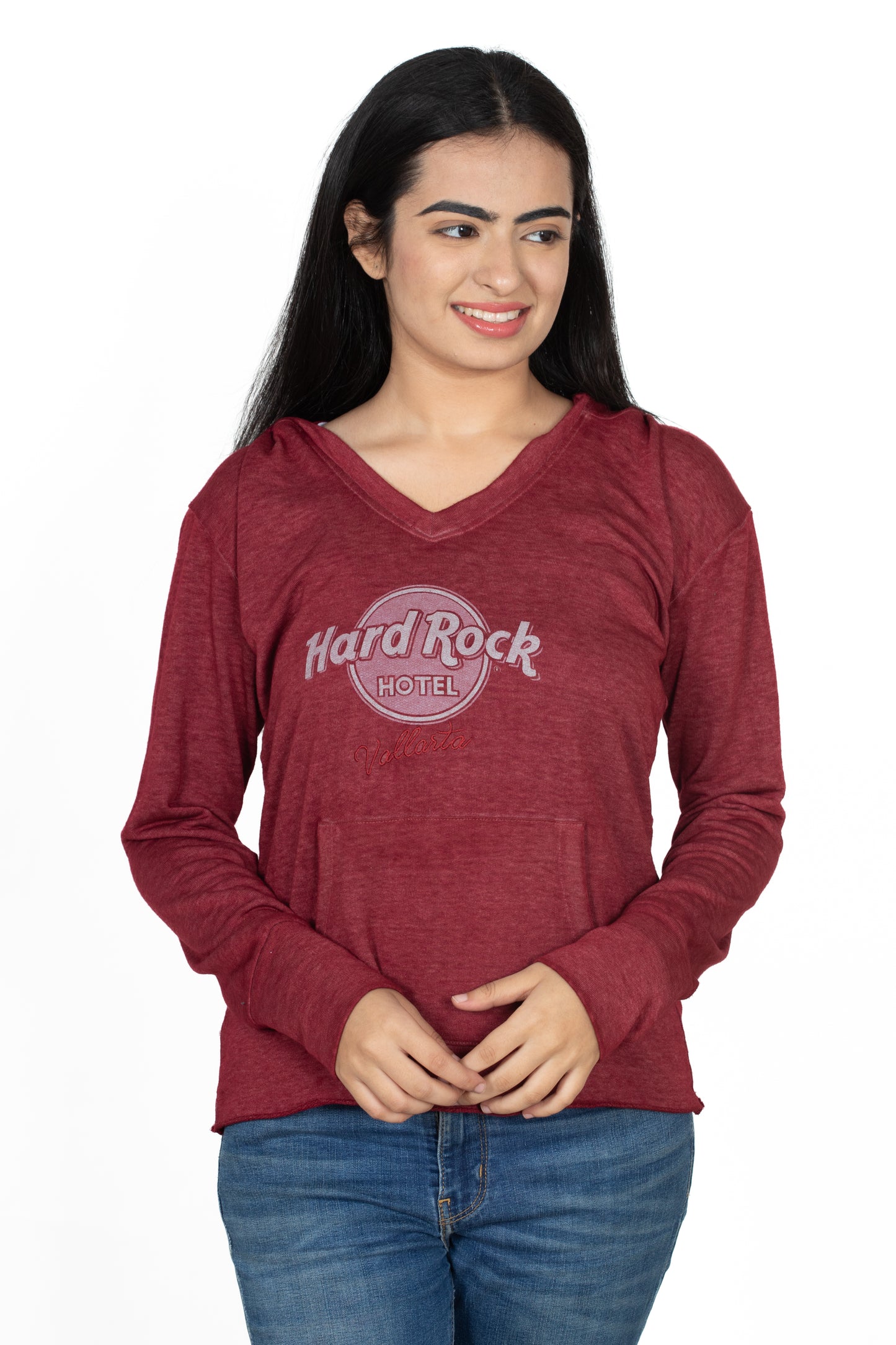 Printed Cotton Hoodie - Full Sleeve Regular Fit Tee - 100% Cotton Hooded Neck Top - Maroon