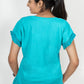 100% Cotton Round Neck Tee - Women's Half Sleeve Casual Printed T-Shirt - Blue