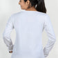 100% Cotton Long Sleeve Tee - Women's Round Neck Casual Printed T-Shirt - White